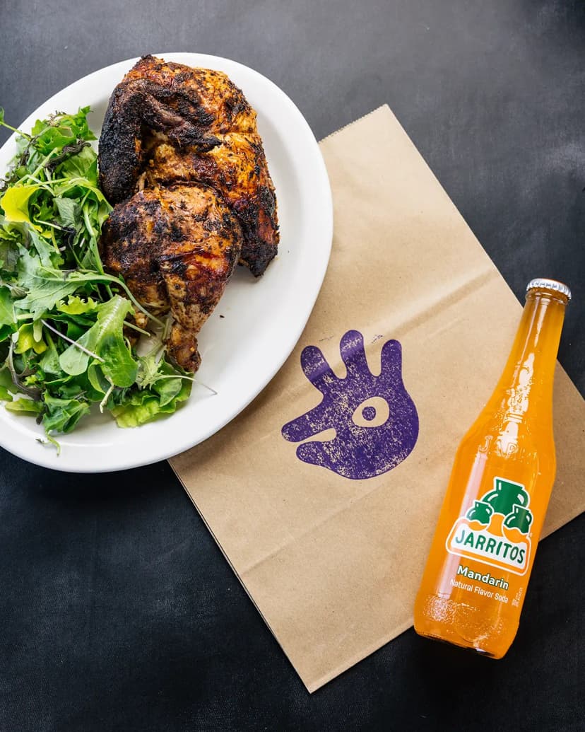 chicken lunch with a drink